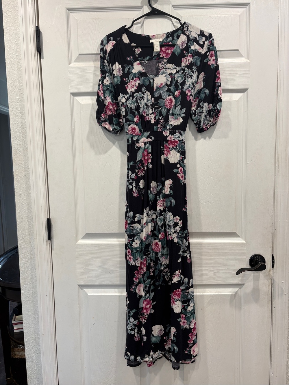H&M Black Floral Midi Dress 14